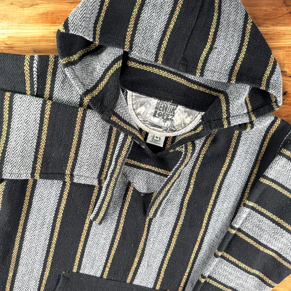 Senor Lopez Poncho Men M Striped Beach‎ Hoodie Drug Rug Tijuana Beach Vato Surf